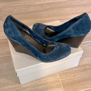 Jessica Simpson Kellie Estate Blue Wedges- lightly used